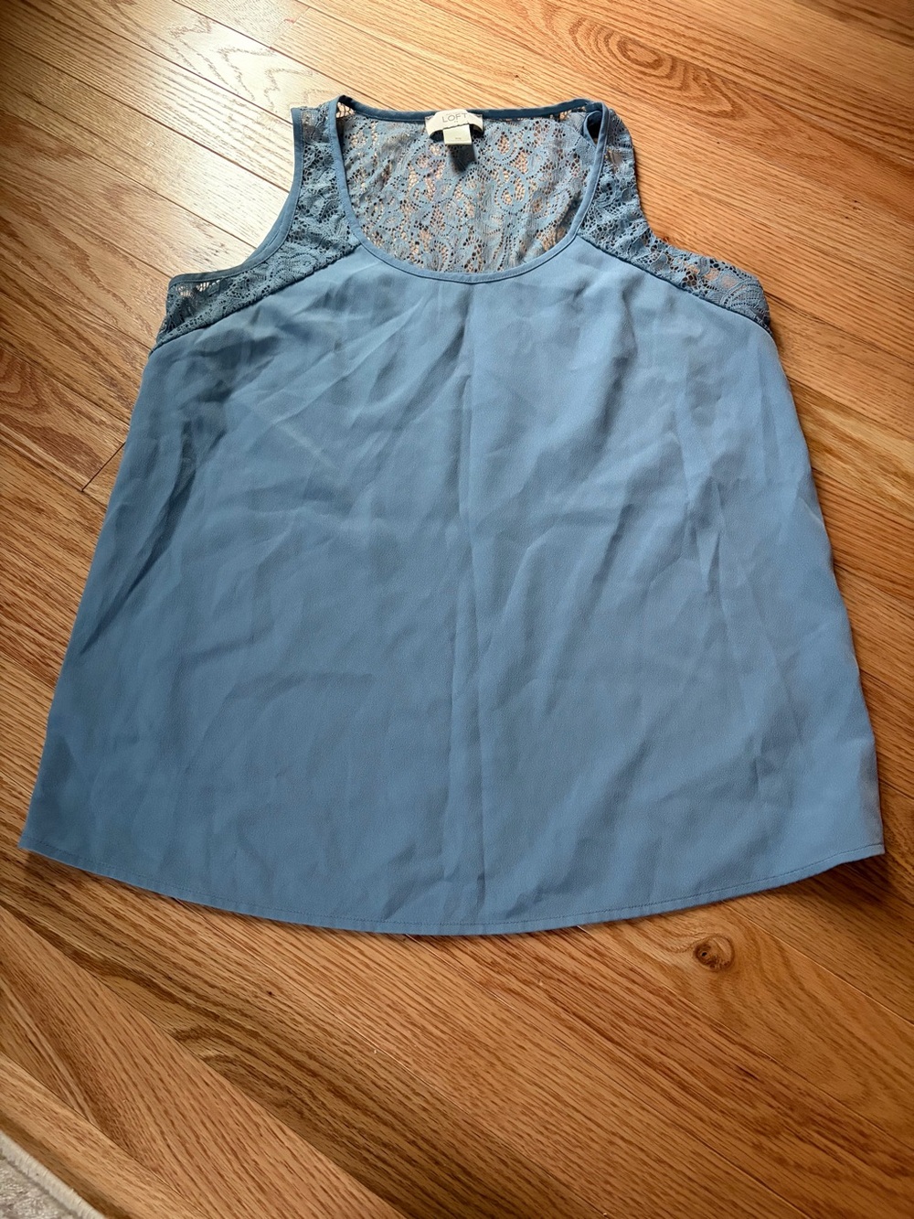 LOFT Dusty Blue Lace Yoke Sleeveless Camisole